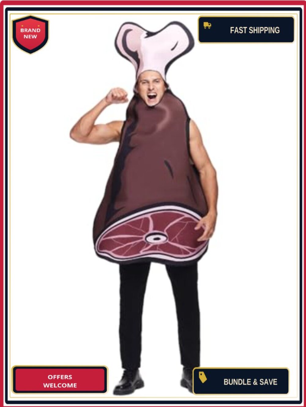 Funny Cartoon Chunk Meat Bone Halloween Costume Tunic Unisex Adult